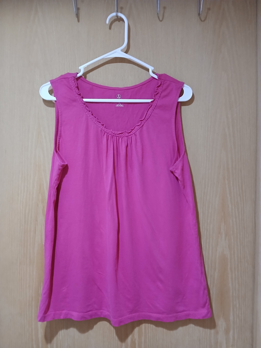 Lands' End Pink Ruffle-Trim Sleeveless Tank